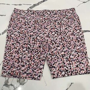 Terra & Sky Pink Floral Bike Shorts on Black Base